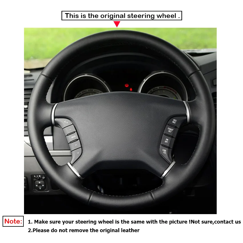 Black Faux Leather Car Steering Wheel Cover for Mitsubishi Pajero 2006-2021 Montero Shogun 2007-2019 Delica 2007-2014