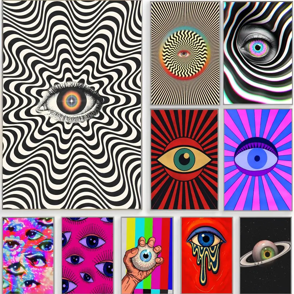Surreal Decor T-Trippy Eyeball Poster Classic Wall Art  Home Decor  Peel and Stick Unframed