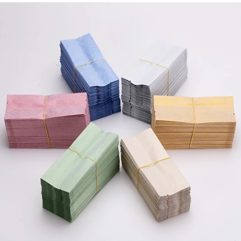 100Pcs Resealable Color Open Top Silk Aluminum Foil Small Cotton Tea Storage Pouches Herbal Coffee Nut Gift Packaging Paper Bag