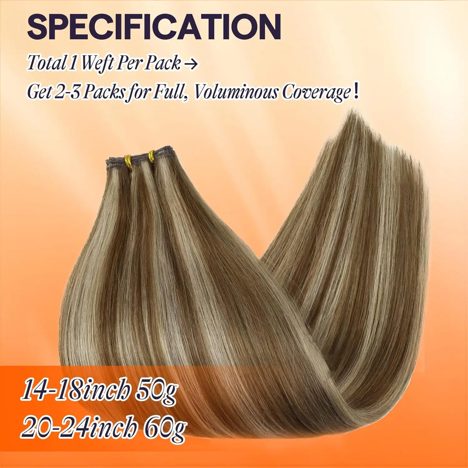 وصلة شعر لحمة عبقرية لامعة بالكامل، لون البيانو، خياطة شعر بشري في وصلة شعر غير مرئية #3