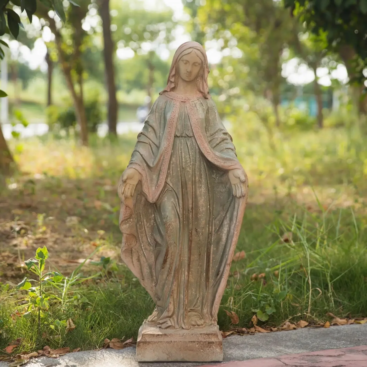 Virgin Mary Garden Statue Outdoor H31” Blessed Catholic Saint Mother of God Large Holy Madonna Resin Religious Sculpture Yard Ou