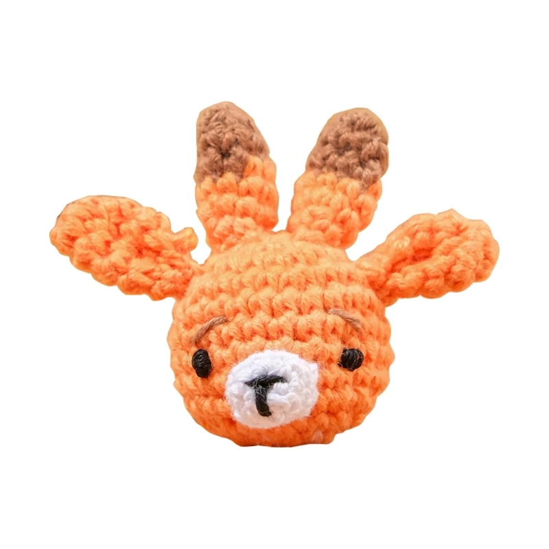 Handmade Crochet Animal Head Accessory DIY Baby Pacifier Chain Part Newborns Teether Toy Infant Chewing Toy Shower Gift