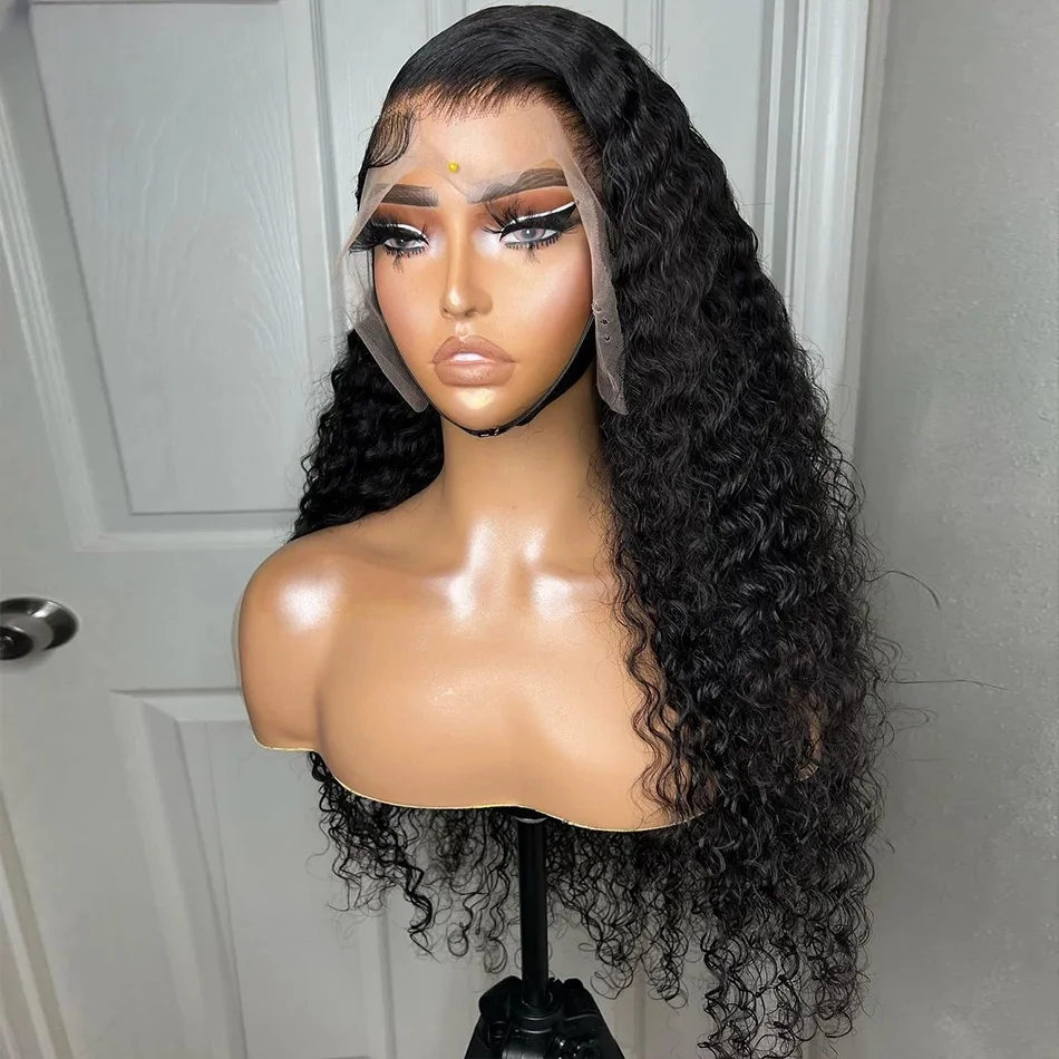 

Long Soft Black 26inch Preplucked Natural Hairline 180%Density Kinky Curly Lace Front Wig For Black Women BabyHair Glueless