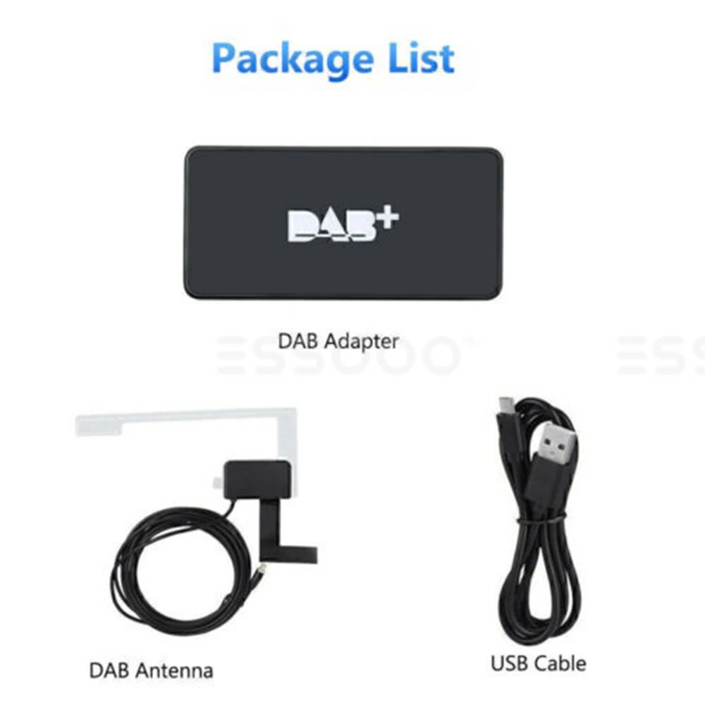 ESSGOO Car DAB+ Digital Radio Box DAB+ Receiver Antenna Aerial Adapter USB Interface Portable for Android 5.0up for VW Car Radio