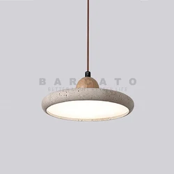 Lámpara de techo LED wabi-sabi de piedra de cueva amarilla, decoración de cabecera de madera Natural Retro, luces nórdicas para el hogar, 28W