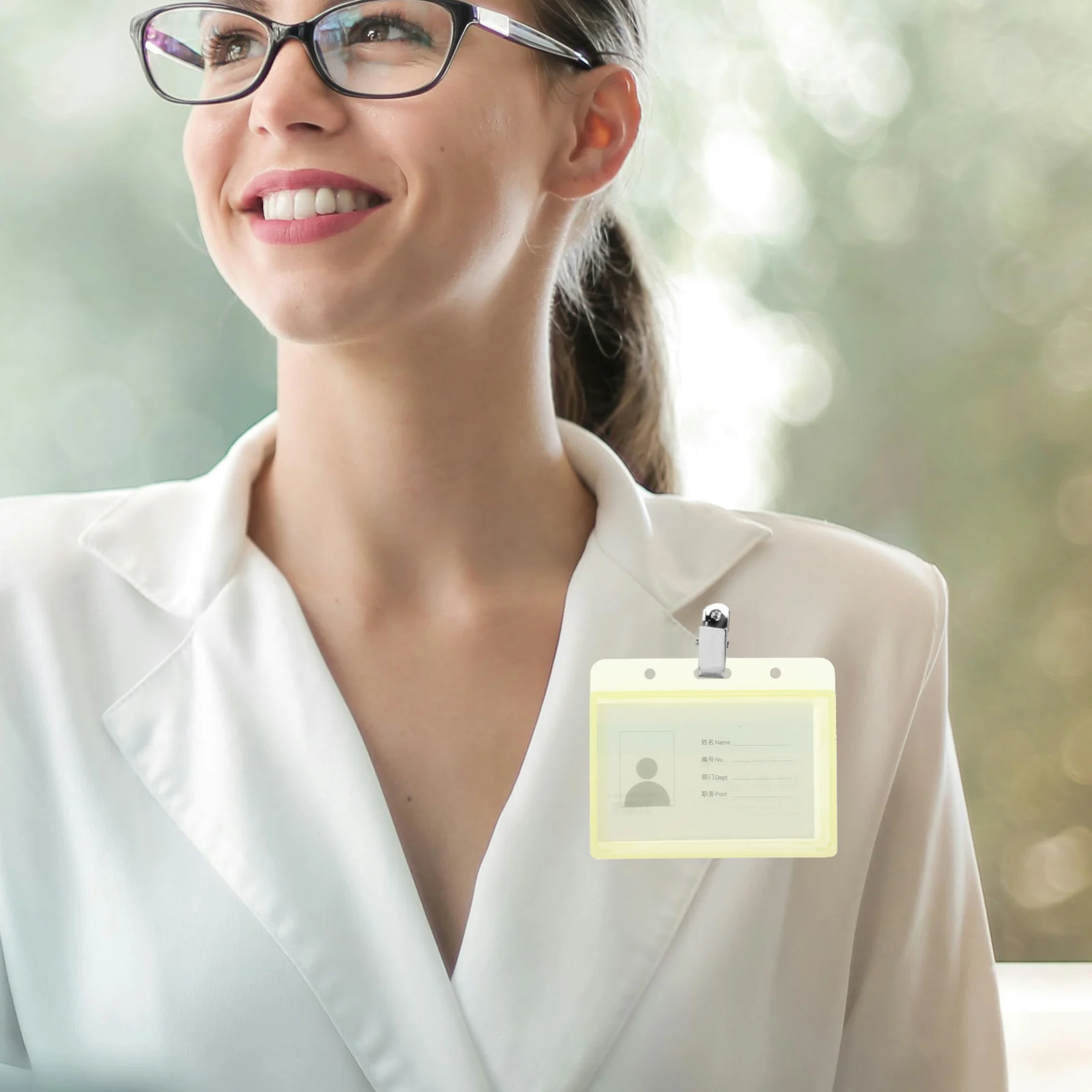 

5pcs Id Work Badge Case Frosted Hard Plastic Name Tag For School Office Employee Use Badge Name Tag Holder Ic Holder