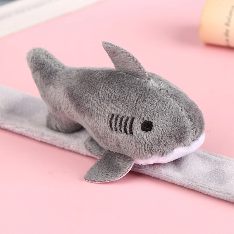 Cute Plush Shark Wristband Stuffed Animal Slap Bracelet Slap Rings Slap Band Toy Keychain Doll For Kid Party Favor Birthday Gift