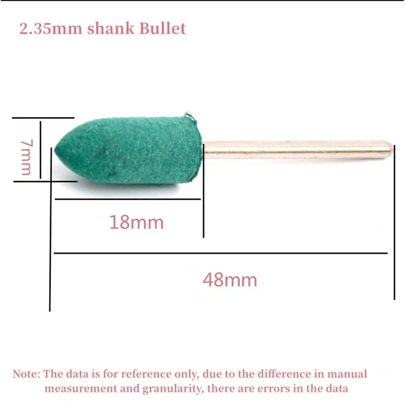 5-50Pcs Rubber Grinding Head 2.35mm Shank Mould Surface Polishing Jade Polishing Grinding Head Electric Rotary Tool