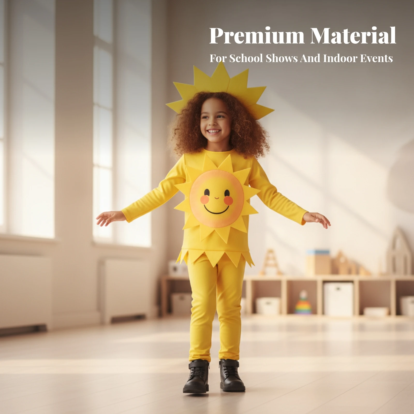 Sun-Blossom Costume Full-Body Sun Costume Sun-Blossom Headpiece Eye-Catching Flower Headpiece Complete for Children