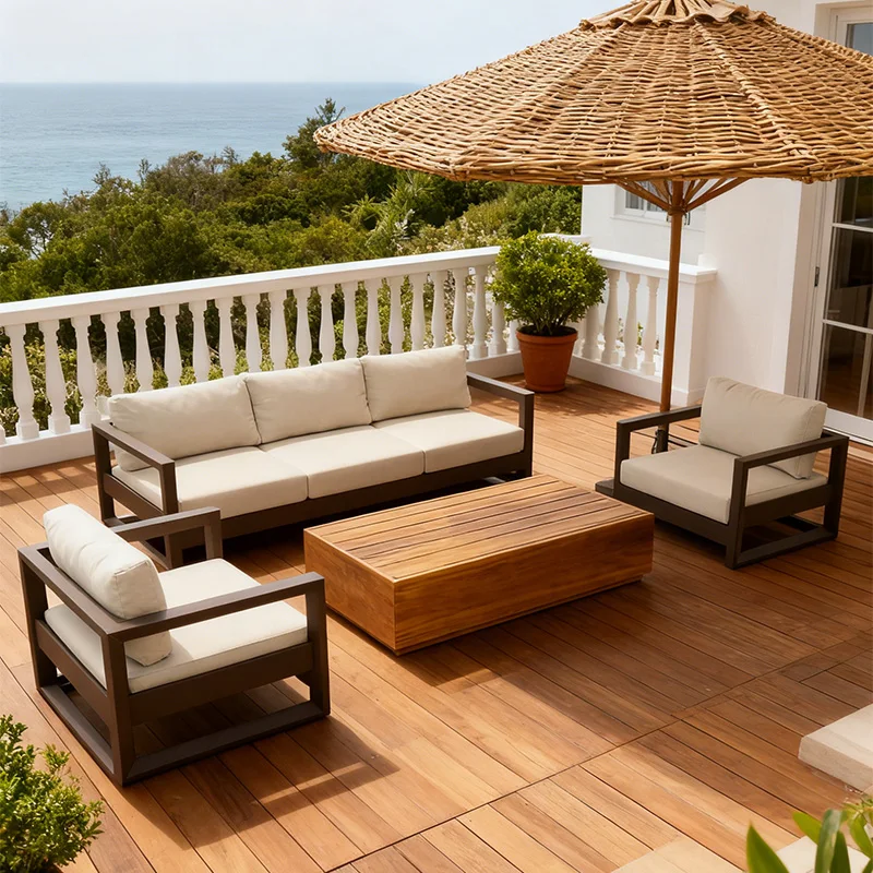 ZLor Aluminum Modern Outdoor Sofa Set with Fire Table-Durable Rust Proof & Waterproof Garden Furniture Waterproof Cushions