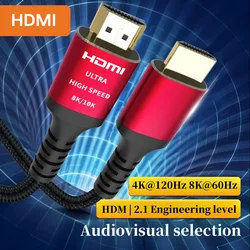 8K HDMI 2.1 certified high-speed HDTV braided cable 4K@120Hz   8K@60Hz DTS: X, HDR 10 compatible with Roku TV/PS5/HDTV/Blu ray