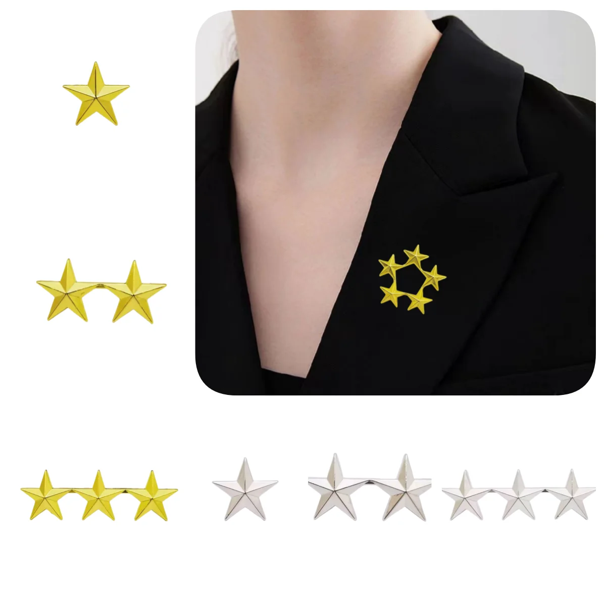 

DIY Gold Pentagram Brooch Enamel Metal Personalized Minimalist Badge Metal Hat Retro Fashion Backpack Lapel Pins Clothing Parts