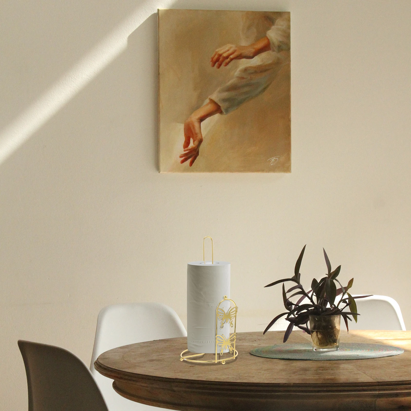 Nordic Style Holder Metal Stand Butterfly Theme Rack Towel Paper Holder Cute Kitchen Decor Butterfly Theme Towel Stand Bathrooms