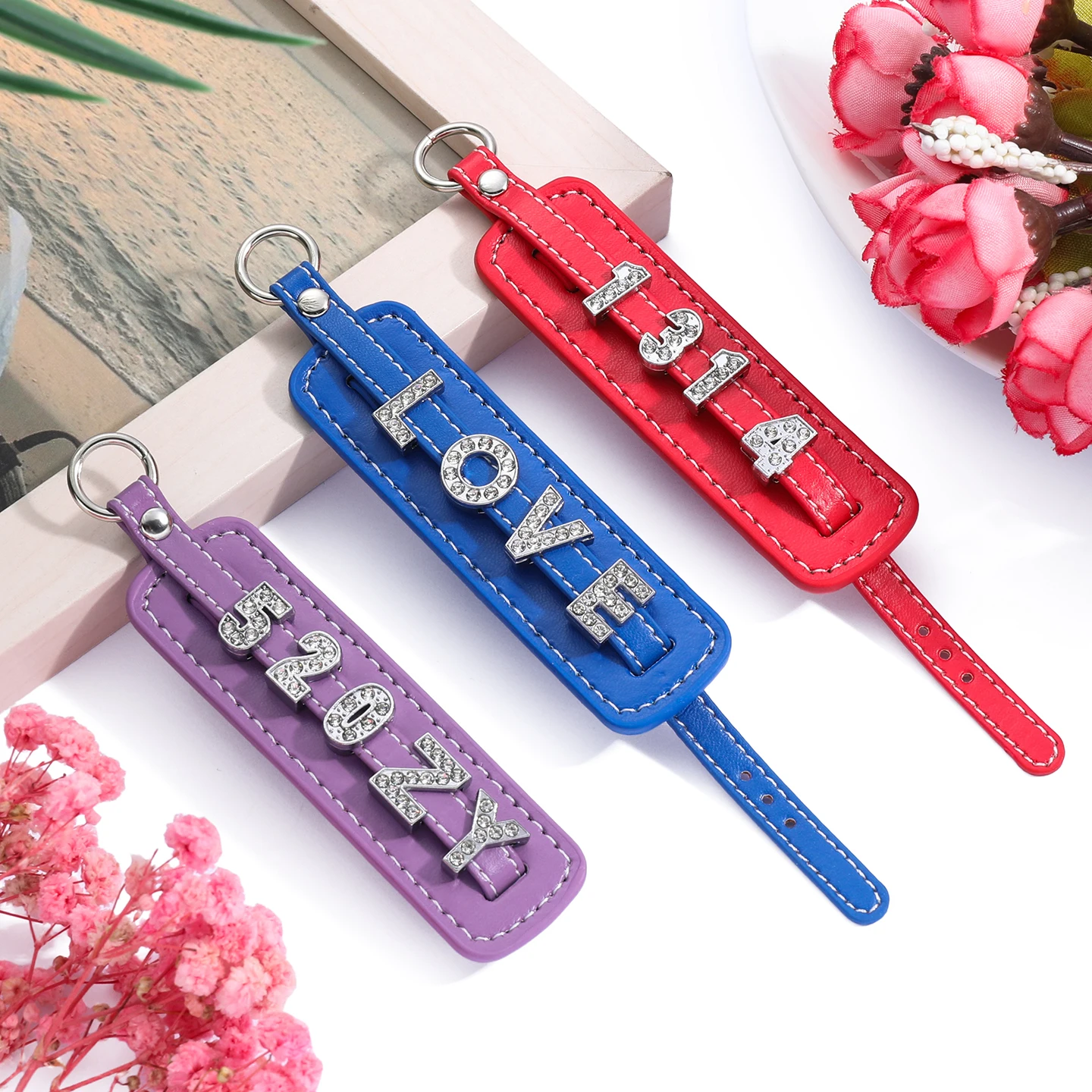 1PC PU Leather Key Chain DIY Bag Pendant KeyChain For Jewelry Making Supplies