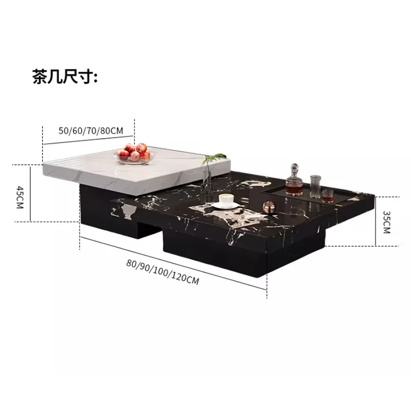 Luxury Side Coffee Tables Decorative Tray Square Modern Coffee Tables Premium Black Small Flexible Nordic Living Room Furniture