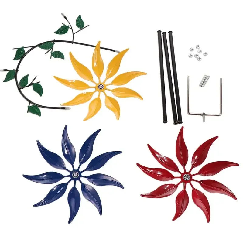 1pc Sunflower Butterfly Rainbow Pinwheel—Outdoor Rustic Wrought Iron Ornament—Metal Wind Vanes