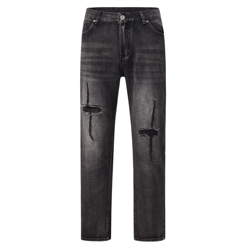 High Street Designer Dragen Krasgescheurde Gewassen Vintage Herenmode Stretch Skinny Jeans