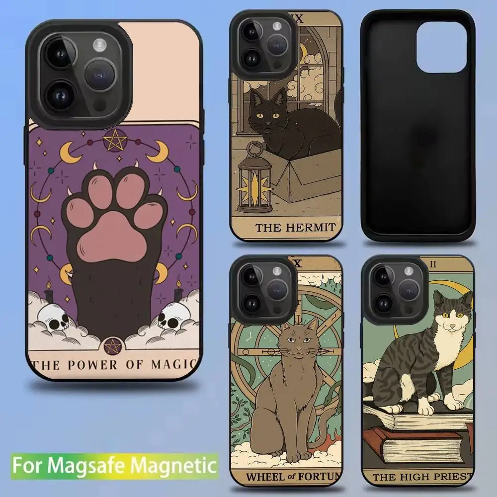 

Cartoon Tarot Card Cat Phone Case For iPhone 16,15,14,13,12,11,Pro,Max,Plus,Mini,SE New Magsafe Magnetic Wireless Charging