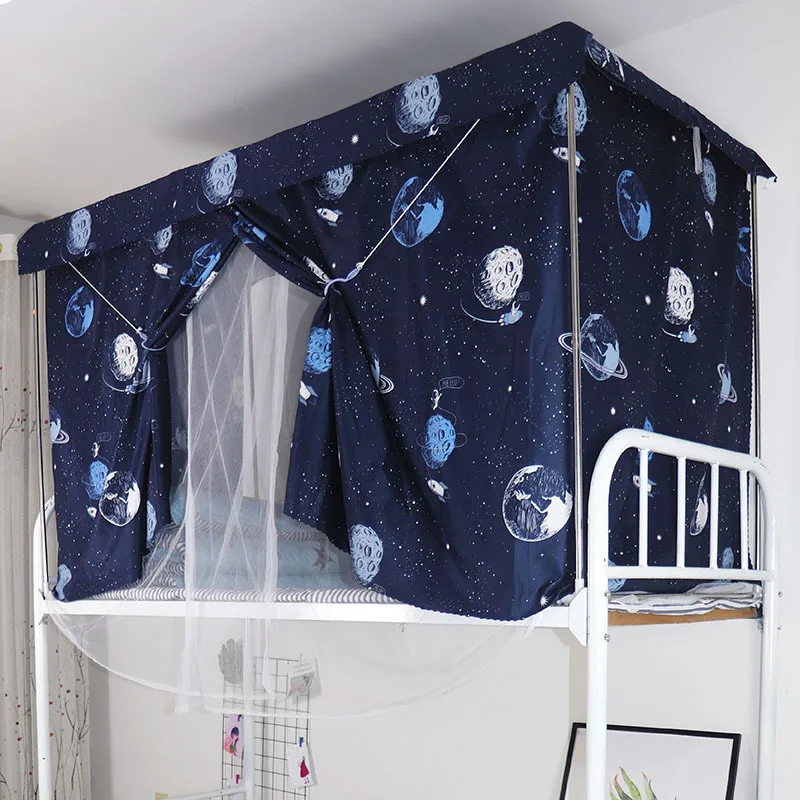 Student Dormitory Blackout Cloth Mosquito Net Bed Curtain, Integrated Upper Shop Lower Men's Female Bedroom, Dual-Use Curtains