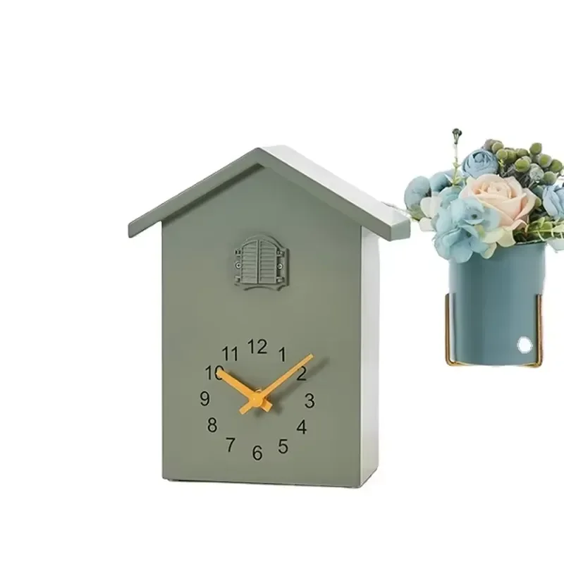 Nordic Style Wooden Cuckoo Wall Clock with Bird Sound Home Decor for Living Room Bedroom Modern Design Silent Quartz Watch