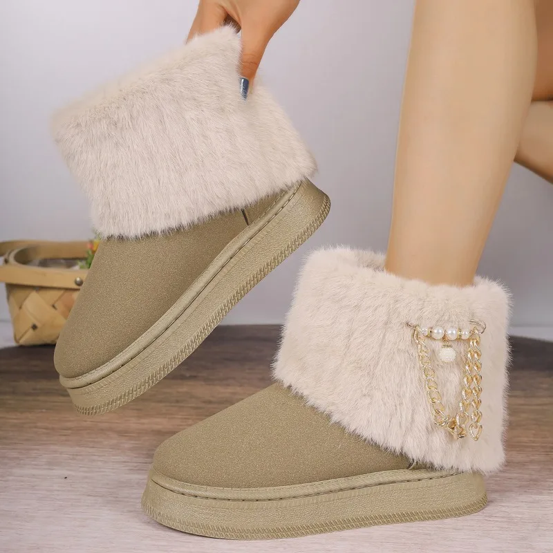 

New Classic Thickened Fluff Women's Boots Comfortable Warm Ankle Boots Women Winter Chunky Anti-slip short Botas Mujer
