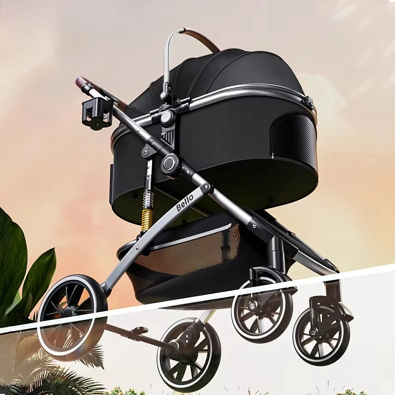Luxury High Quality Detachable Pet Dog Stroller Safety Pet Travel with 4 Wheels Large Trolley