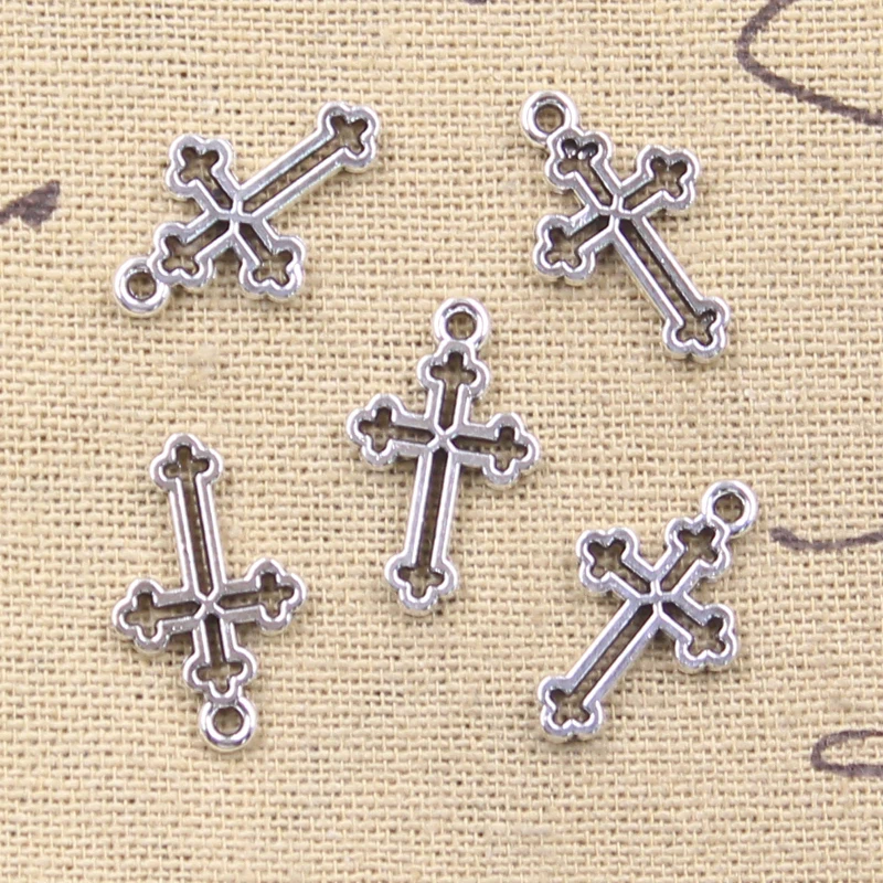 50 Stück Charms Hohlkreuz 19x12mm Tibetsilber Farbe Anhänger Antik Schmuckherstellung DIY Handarbeit Handwerk