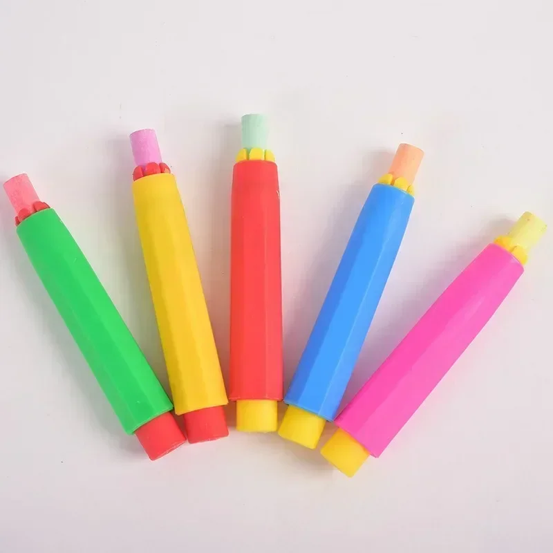 10Pcs Creative Chalk Extender Chalk Break Proof Plastic Protective Sleeve Press Pen Converter School Classroom Teacher Supplies