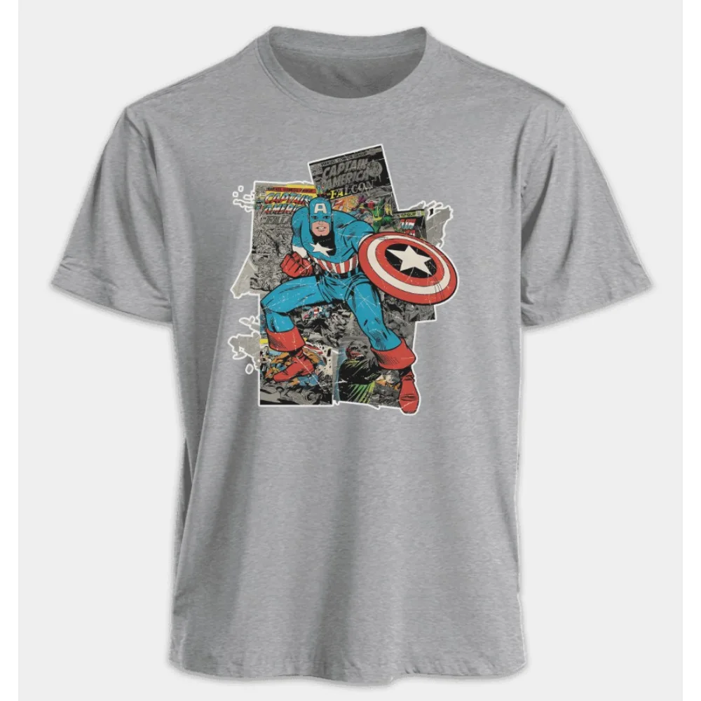 تي شيرت مارفل للرجال والنساء كابتن أمريكا الصيف الأمريكية الربيع والخريف المتضخم الشرير Harajuku المتخصصة قصيرة الأكمام #5