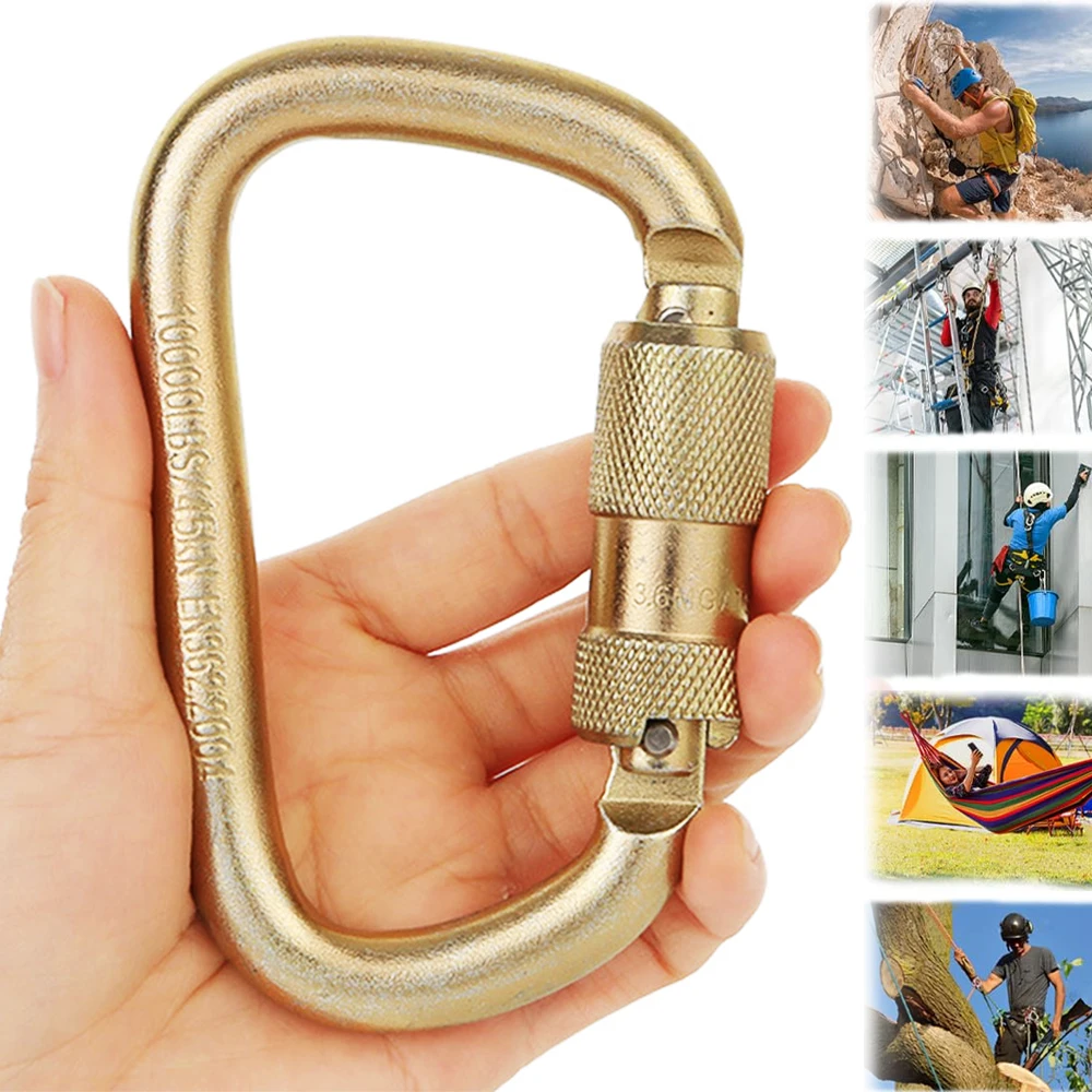 

Carabiner Rock Climbing Mountain Landing 45KN D-Shaped High Altitude Operation Equipment Outdoor Aluminum Alloy Safety Buckle