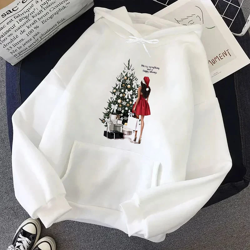 

Christmas Girls Graphic Hoodie Fleece Autumn Vintage Casual Pullover Sweatshirts Fashion Women Harajuku Christmas Hoodies