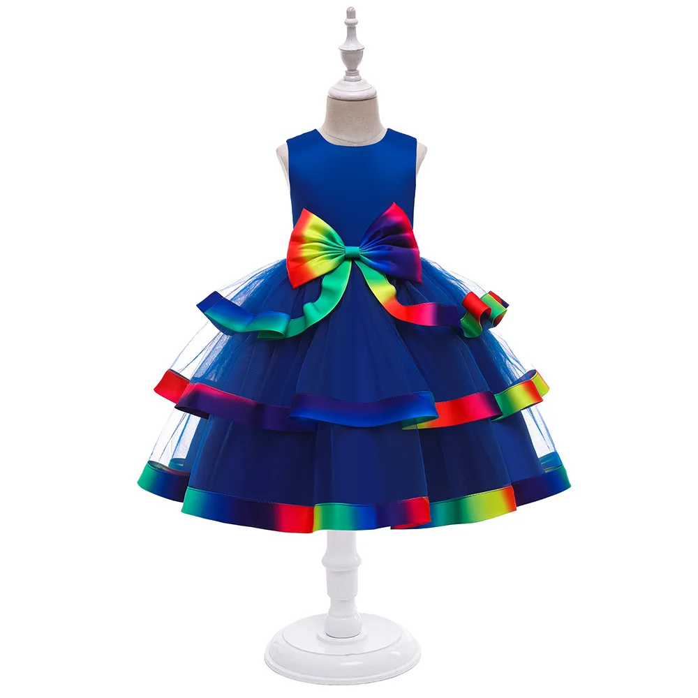 Girls Christmas Party Dresses 4 Colors 110cm-150cm Red Green Children Birthday Wedding Dress Ball Gown Vestidos Princess Skirt