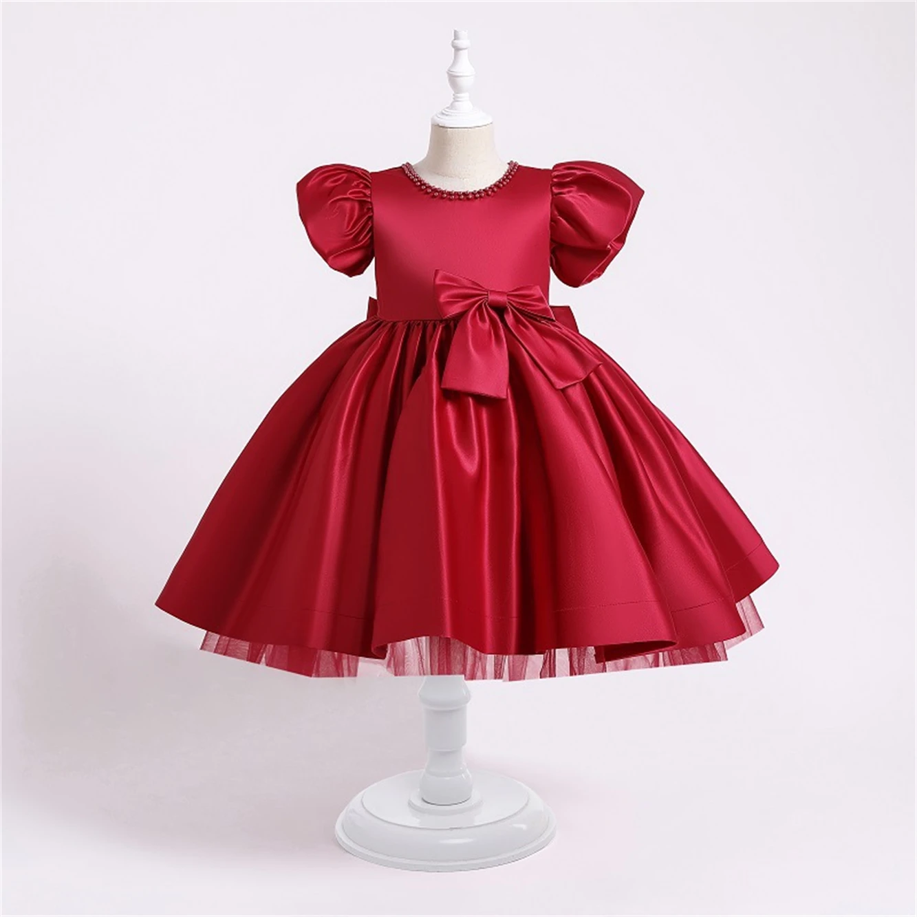 Crianças Vestido Princesa Meninas Big Bow Nó Cetim Meninas Malha Verão Tops