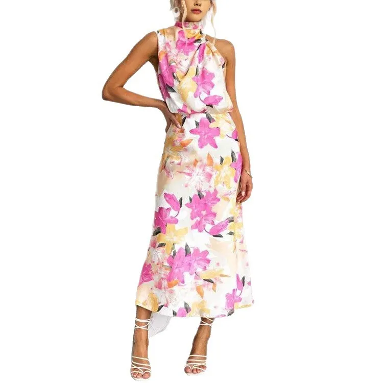 2025 Summer New Women's Floral Print Sleeveless Fashion Dress 23272