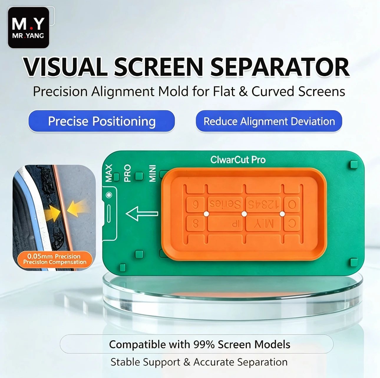 YCS Universal LCD Screen Visualization Separation Mold ClwarCut Pro Support 99% Straight Curved LCD Phone Repair Tool