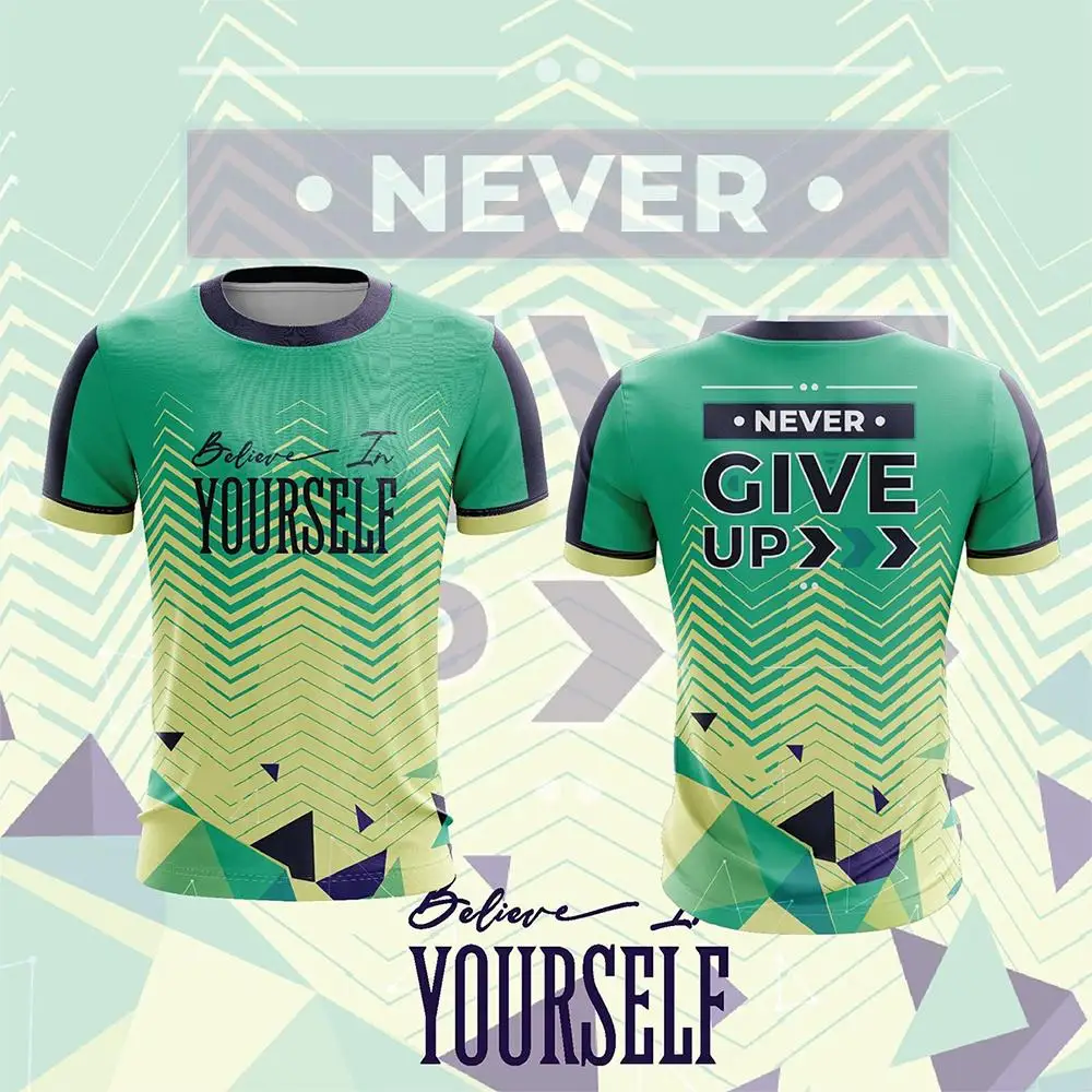 2026 New Never Give Up Printed T-shirt Men's Abstract Geometric Graffiti Graphic Tee Unisex Breathable Outdoor Sports Casual Top