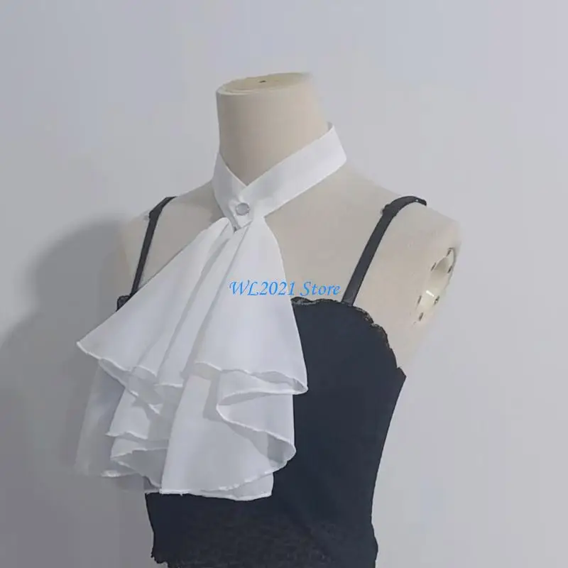 

G5GC Renaissances Neckwear Ruffle Jabot Collar Historical Party Outfit Fabric
