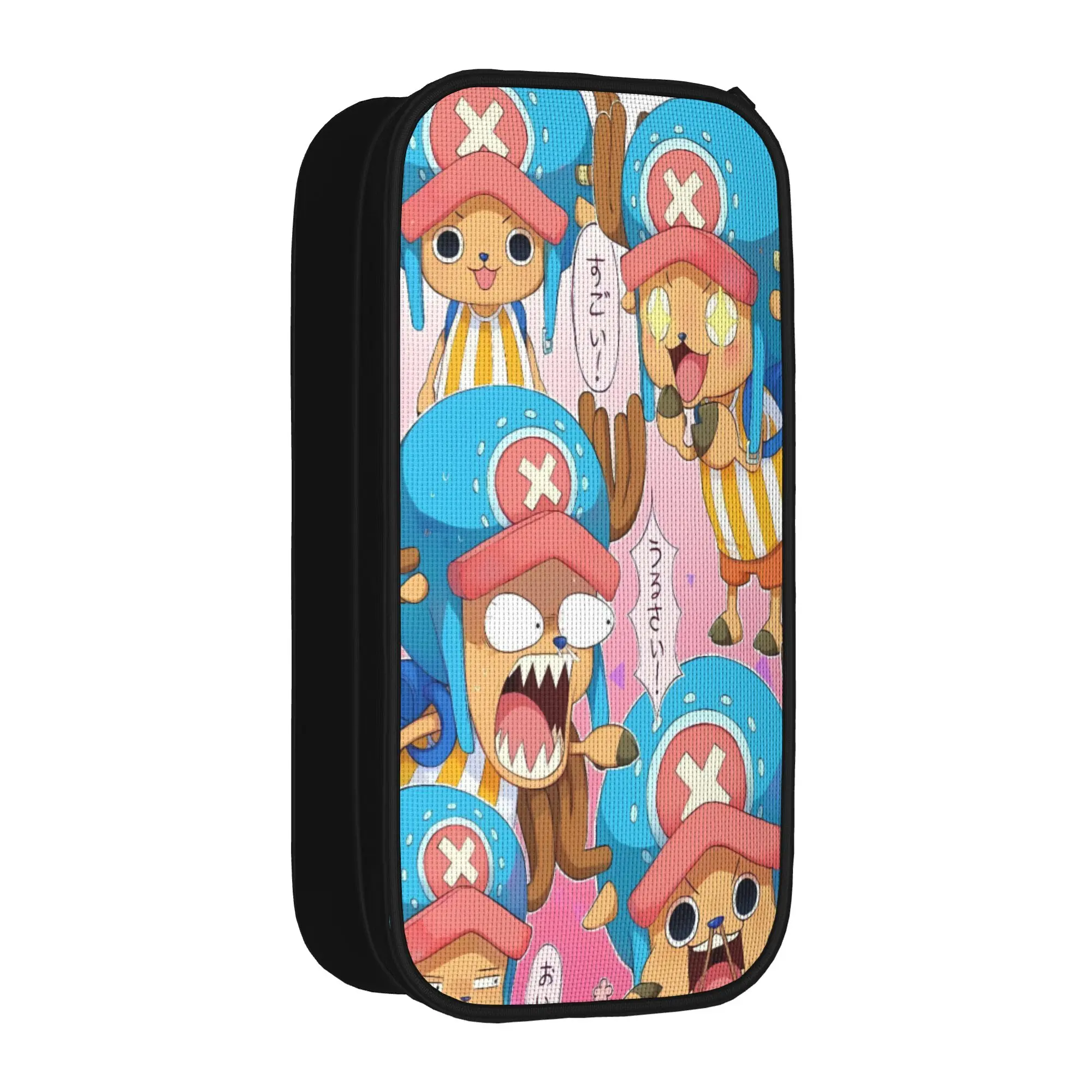 Tony Chopper Pencil Case Ones Pieces Big Pencil Box Students Double Layer Vintage School Pencil Cases Custom DIY Stationery