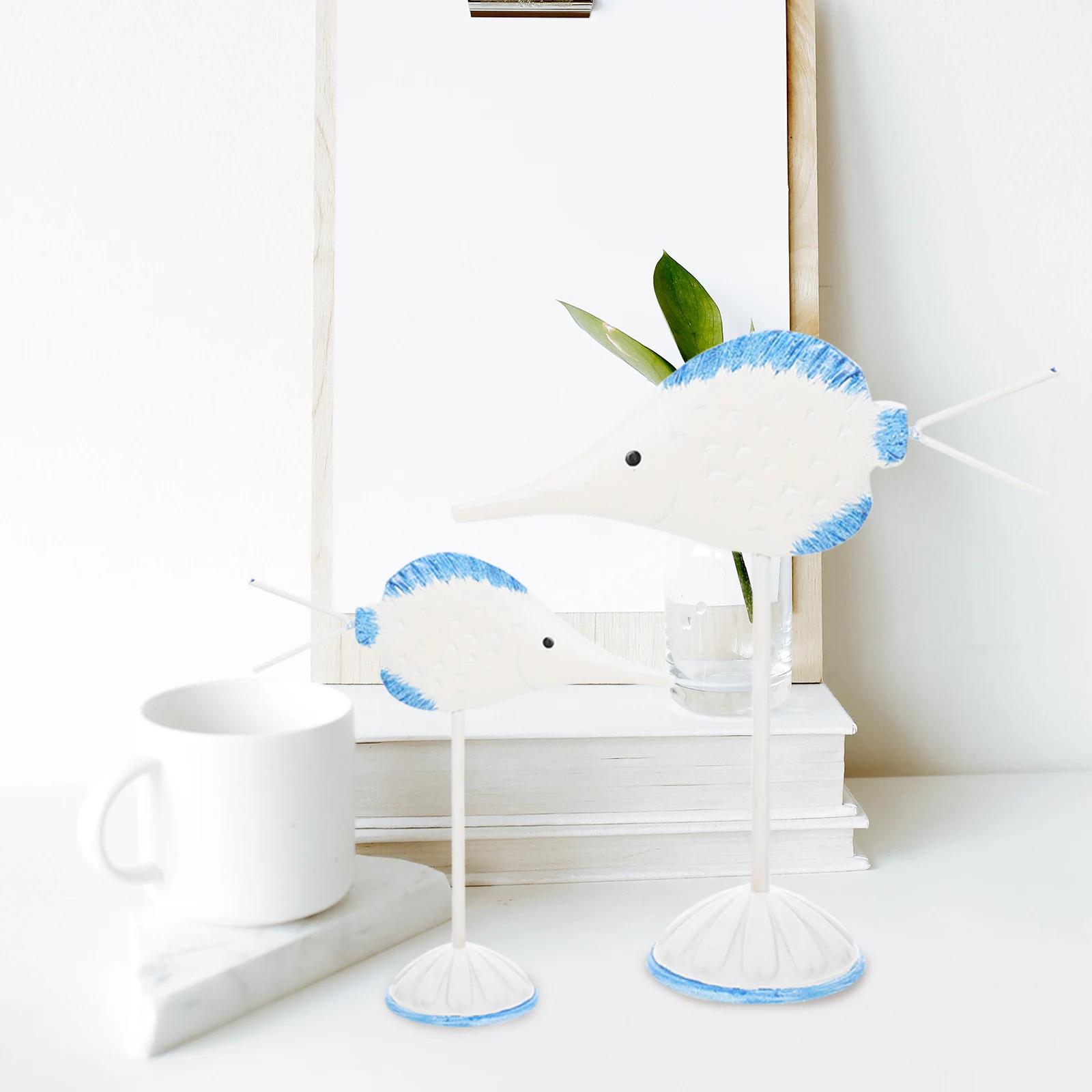 

2pcs Fish Figurines Ocean Style Wooden Ornaments Home Decorative Fish Room Garden Mall Decoration Housewarming Presents