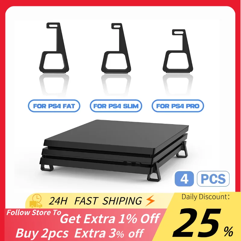 Suporte abs horizontal para ps4 ps4 slim ps4 pro, suporte para console de jogos com design antiderrapante, base de resfriamento, economizador de espaço