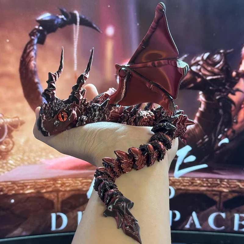 1PC Winged Wagen Drachen Figur Art Deco Drachen Skulptur Tabletop Tier Thema Dekor Geschenke 3D Gedruckt Drache Mit Flügeln