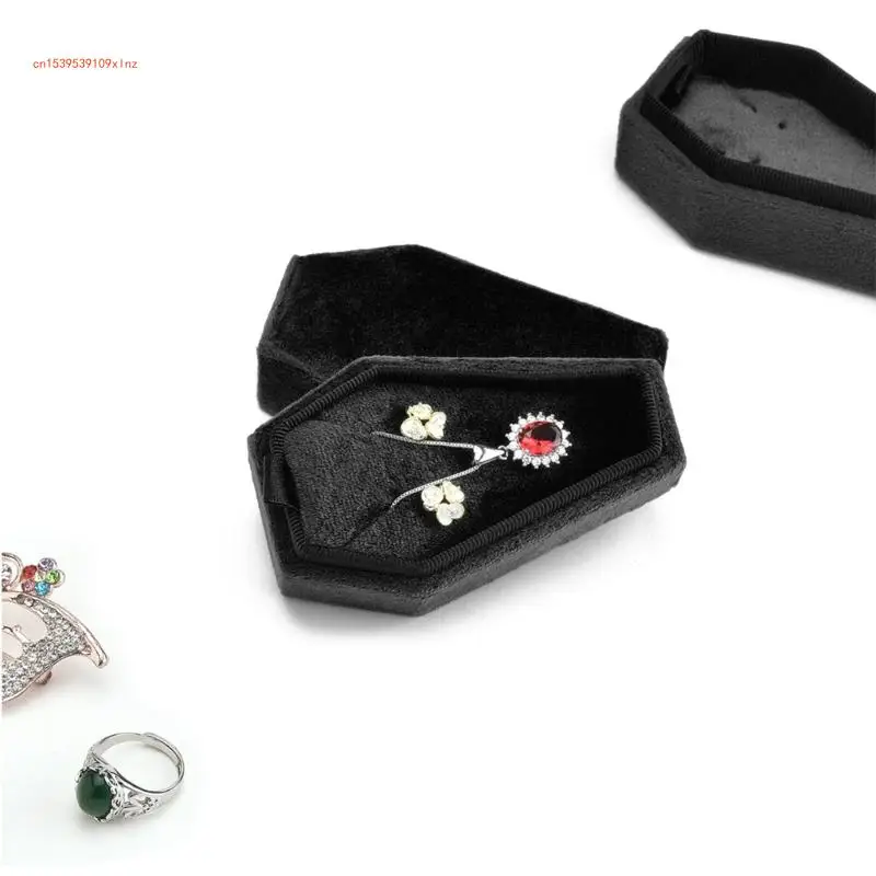 Mini Makeup Trinkets Storage Box Travel Earring Necklace Storage Box Portable Coffin Rings Cases Jewelry