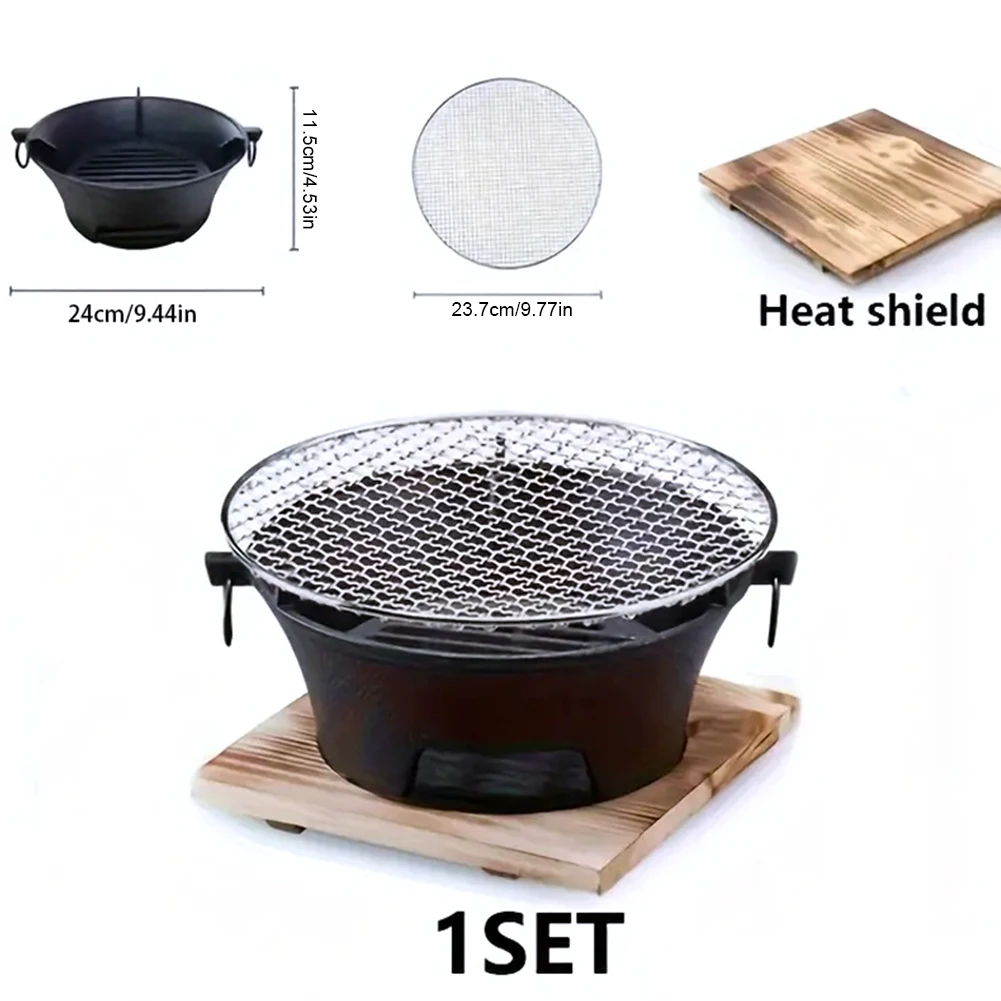 

1pc Stainless Steel Barbecue Grill Tabletop Bbq Pit Round Charcoal Grill Stove for Home Party Outdoor Camping