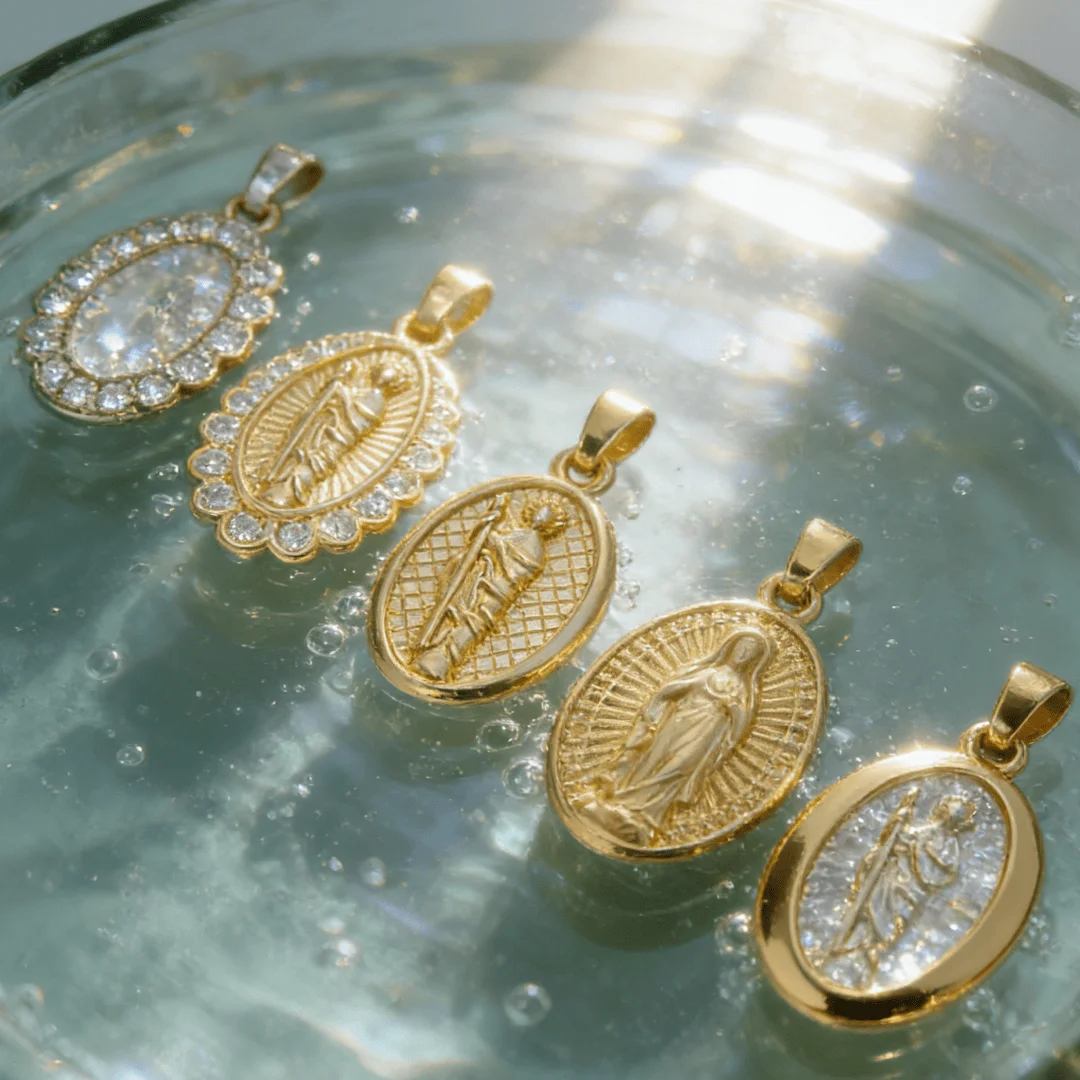 

4Pcs Pendants Brass Cubic Zircon Vintage Oval Religious Themed Charm for DIY Jewelry Necklace Bracelet Making Hollow Accessories