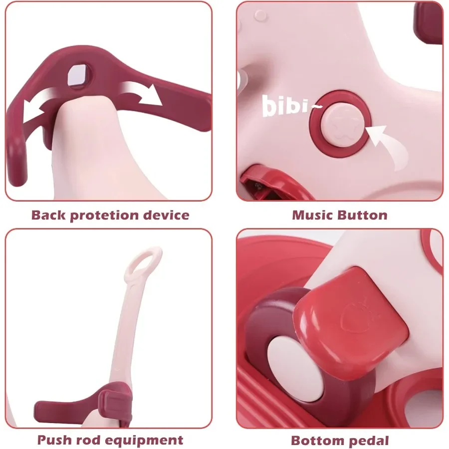 1歳～3歳向けの4in1ロッキングホース、赤ちゃん用ロッキングトイ、楽しい誕生日プレゼント、1歳以上の女の子向け乗用玩具、取り外し可能なボール付き