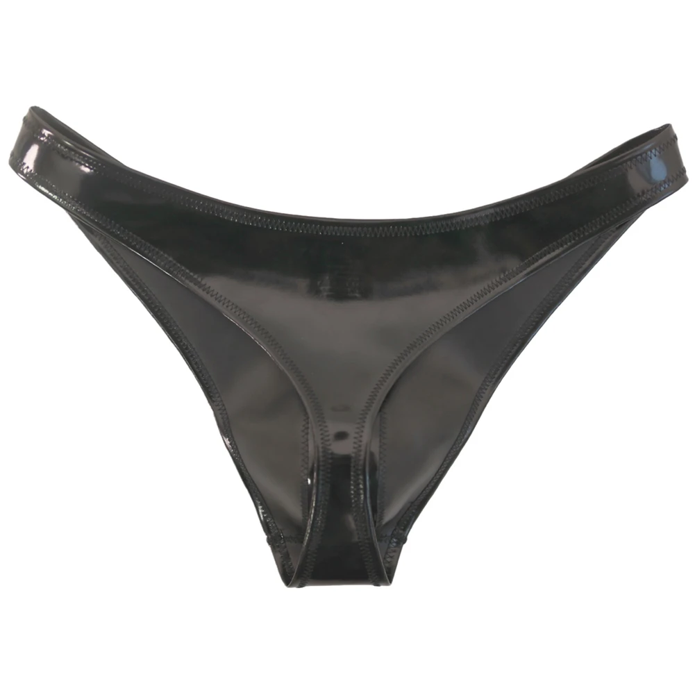 Men Sexy Latex Ammonia Glossy Brief Patent Leather U Pouch Bikini Low Rise Sissy Gay Lingerie Sexy Accessories Hot Underwear