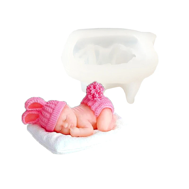 3D Baby Sleeping Shape Silicone Mold Kitchen DIY Fondant Cake Baking Chocolate Mold Handmade Soap Candle Plaster Resin Clay Tool