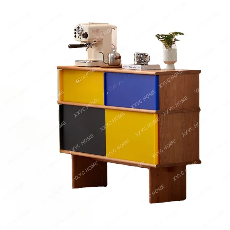 

Tqh Боковой шкаф из массива дерева, шкаф для хранения, комбинированный шкафчик из вишневого дерева, средний и древний шкаф для гостиной, маленькой квартиры