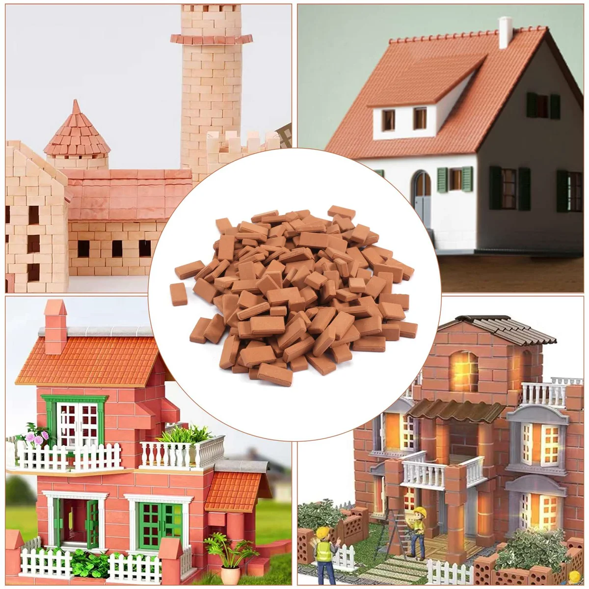 BAAA-200 Pieces Mini Bricks for Landscaping Miniature Bricks Brick Wall Small Bricks for Dollhouse Garden Parts,1/35 Scale
