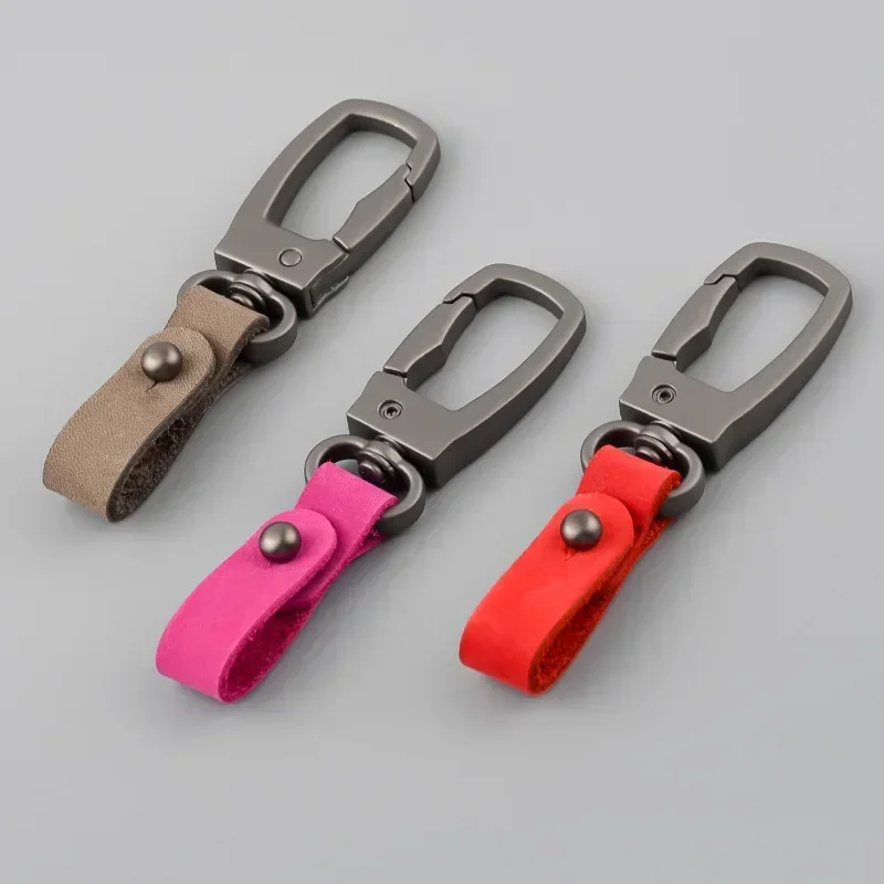 Fashion Matte Finish Concise Leather Metal Keychain Anti Detachable Keyring Simplicity Key Chain Ring Men Woman Car Moto Gift